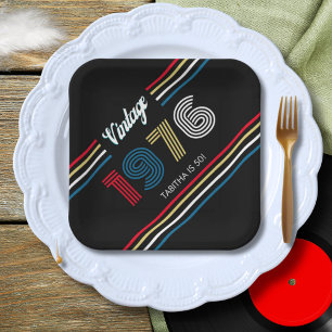  Retro Stripe 1976 50ste verjaardag of reünie Papieren Bordje