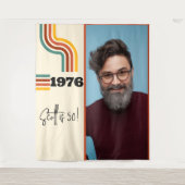 Retro Stripe  1976 Foto Tapestry Sinaasappel Wandkleed (Voorkant)