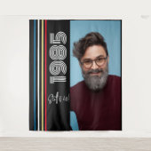 Retro Stripe 1985 40e verjaardag foto Wandkleed (Voorkant)