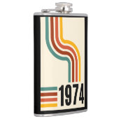 Retro Stripe 50e Verjaardag 1975 Rainbow  Heupfles (Rechts)