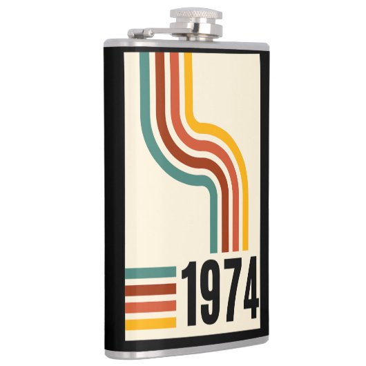 Retro Stripe 50e Verjaardag 1975 Rainbow  Heupfles (Rechts)