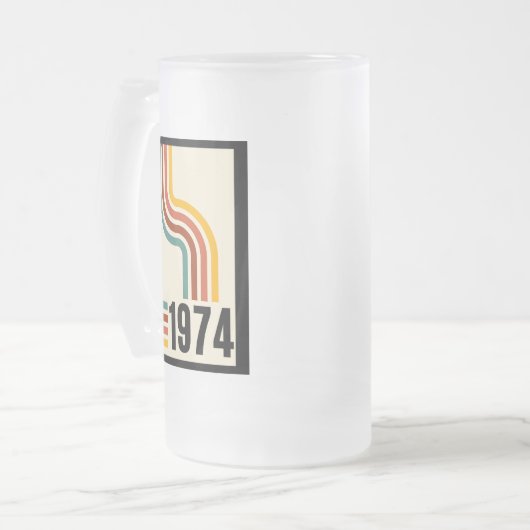 Retro Stripe 50e Verjaardag 1975 Rainbow  Matglas Bierpul (Voorkant links)