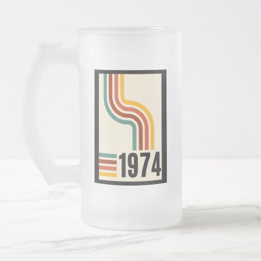 Retro Stripe 50e Verjaardag 1975 Rainbow  Matglas Bierpul (Links)