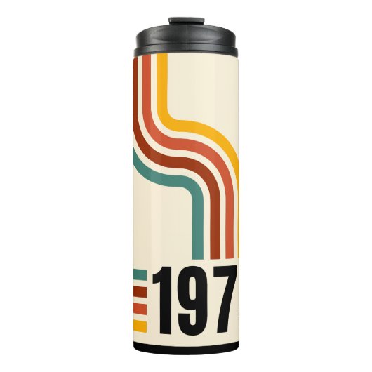 Retro Stripe 50e Verjaardag 1975 Rainbow  Thermosbeker (Voorkant)