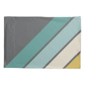 Retro Stripe - blauwgroen en goud - met naam monog Kussensloop (Achterkant)