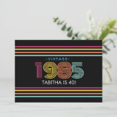 Retro Stripe Cassette Neon Kleuren 1985 Kaart (Staand voorkant)