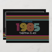 Retro Stripe Cassette Neon Kleuren 1985 Kaart (Voorkant / Achterkant)