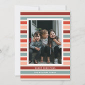 Retro Stripe Foto Kerstmis Feestdagenkaart (Voorkant)