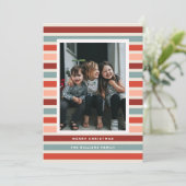 Retro Stripe Foto Kerstmis Feestdagenkaart (Staand voorkant)