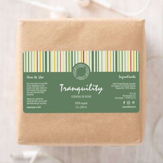 Retro Stripe Lijnen Cosmetische Druppelflesje Etik Etiket (Insitu)