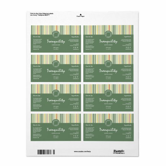 Retro Stripe Lijnen Cosmetische Druppelflesje Etik Etiket (Full Sheet)