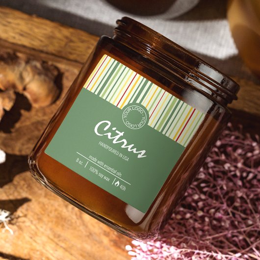 Retro Stripe Lines Abstract Zakelijk Kaarsenlabel Vierkante Sticker