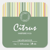 Retro Stripe Lines Abstract Zakelijk Kaarsenlabel Vierkante Sticker (Voorkant)