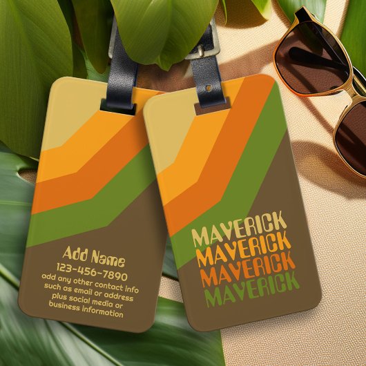 Retro Stripe Patroon Aardse Kleuren Herhalende Naa Bagagelabel