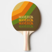 Retro Stripe Patroon Aardse Kleuren Herhalende Naa Tafeltennisbatje (Voorkant)
