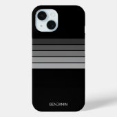 Retro Stripe Patroon Black Grey  vibe Case-Mate iPhone Case (Achterkant)