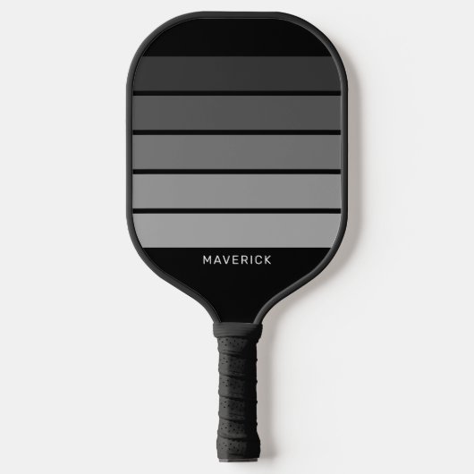 Retro Stripe Patroon Black Grey  vibe Pickleball Paddle (Voorkant)