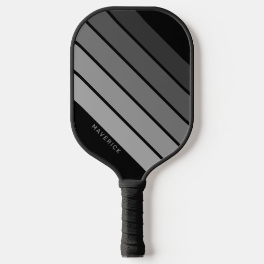 Retro Stripe Patroon Black Grey  vibe Pickleball Paddle (Voorkant)
