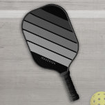 Retro Stripe Patroon Black Grey  vibe Pickleball Paddle<br><div class="desc">Voeg jouw naam toe aan dit masculinaire ontwerp met vetgedrukte strepen. Een retro ontwerp met 70s geïnspireerde doopvont en een minimaal patroon. Alle kleuren kunnen worden gewijzigd. Creëer uw eigen kleuren en verander de kleuren in uw favoriete combinatie.</div>