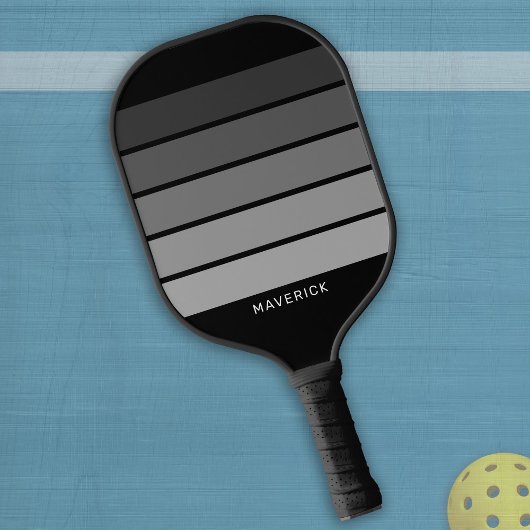 Retro Stripe Patroon Black Grey  vibe Pickleball Paddle