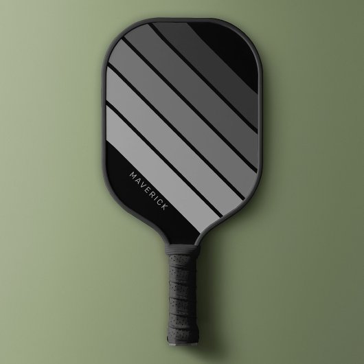 Retro Stripe Patroon Black Grey  vibe Pickleball Paddle