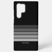 Retro Stripe Patroon Black Grey  vibe Samsung Galaxy Hoesje (Achterkant)