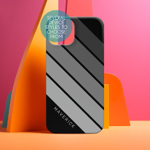 Retro Stripe Patroon Black Grey  vibe Samsung Galaxy S10 Hoesje