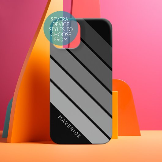 Retro Stripe Patroon Black Grey  vibe Samsung Galaxy Hoesje