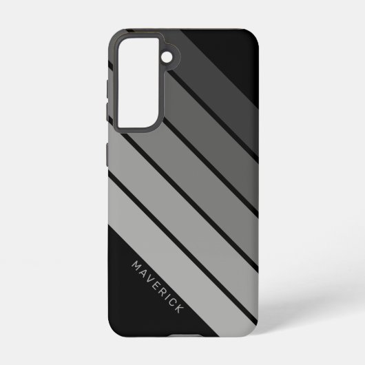 Retro Stripe Patroon Black Grey vibe Samsung Galaxy Hoesje (Achterkant)