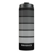 Retro Stripe Patroon Black Grey  vibe Thermosbeker (Voorkant)