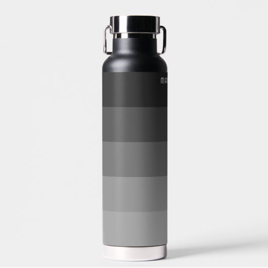 Retro Stripe Patroon Black Grey  vibe Waterfles (Voorkant)