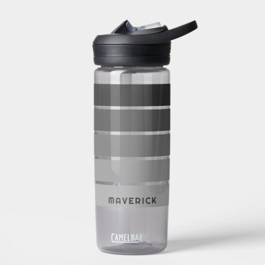 Retro Stripe Patroon Black Grey  vibe Waterfles (Links)