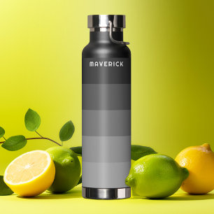 Retro Stripe Patroon Black Grey  vibe Waterfles