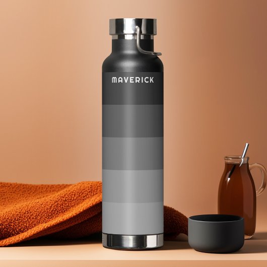 Retro Stripe Patroon Black Grey  vibe Waterfles