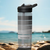 Retro Stripe Patroon Black Grey  vibe Waterfles