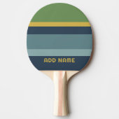 Retro Stripe Patroon Blauw Groen vibe Tafeltennisbatje (Voorkant)