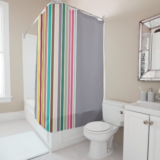 Retro Stripe Patroon Douchegordijn (In situ)