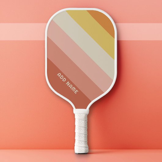 Retro Stripe Patroon Koraal Roze  vibe Pickleball Paddle