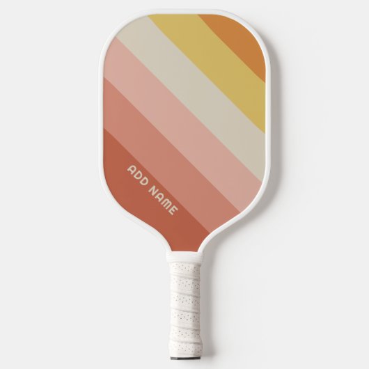 Retro Stripe Patroon Koraal Roze  vibe Pickleball Paddle (Voorkant)