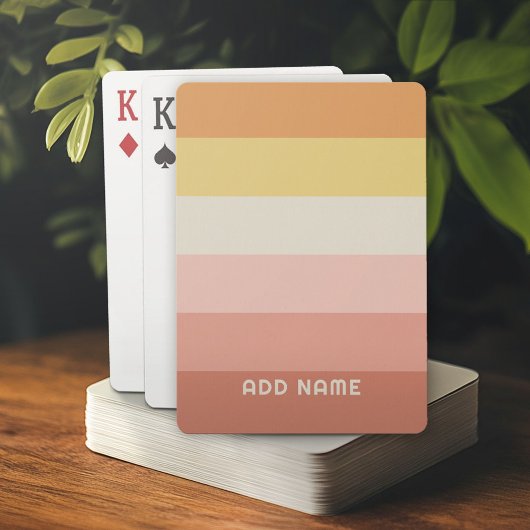 Retro Stripe Patroon Koraal Roze  vibe Pokerkaarten
