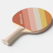 Retro Stripe Patroon Koraal Roze  vibe Tafeltennisbatje (Voorkant Gekanteld)