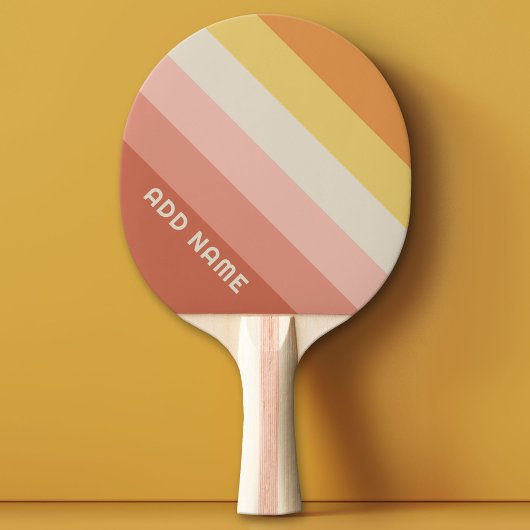 Retro Stripe Patroon Koraal Roze  vibe Tafeltennisbatje