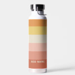 Retro Stripe Patroon Koraal Roze  vibe Waterfles<br><div class="desc">Voeg jouw naam toe aan dit mod minimal-ontwerp met gedurfde strepen. Een retro design met jaren 70 geïnspireerd lettertype en een minimaal patroon. Alle kleuren kunnen worden gewijzigd. Creëer je eigen en verander de kleuren naar je favoriete combinatie.</div>