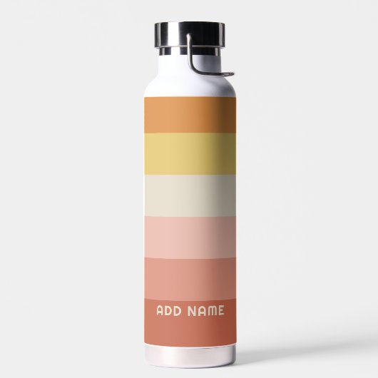 Retro Stripe Patroon Koraal Roze vibe Waterfles (Links)