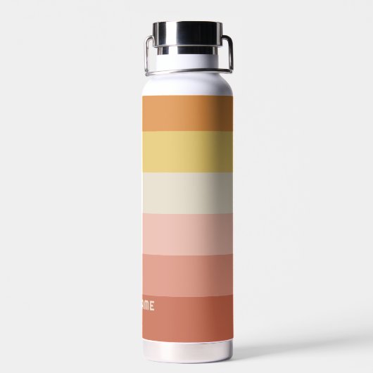 Retro Stripe Patroon Koraal Roze  vibe Waterfles (Achterkant)