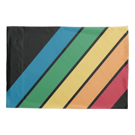 Retro Stripe Patroon - Rainbow-kleuren, Gestapelde Kussensloop (Achterkant)