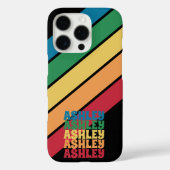 Retro Stripe Patroon Regenboog Gestapelde Naam Case-Mate iPhone Case (Achterkant)