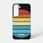 Retro Stripe Patroon Regenboog  vibe zonsondergang Samsung Galaxy Hoesje (Achterkant)