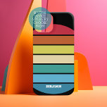 Retro Stripe Patroon Regenboog  vibe zonsondergang Samsung Galaxy Hoesje<br><div class="desc">Voeg jouw naam toe aan dit masculinaire ontwerp met vetgedrukte strepen. Een retro ontwerp met 70s geïnspireerde doopvont en een minimaal patroon. Alle kleuren kunnen worden gewijzigd. Creëer uw eigen kleuren en verander de kleuren in uw favoriete combinatie.</div>