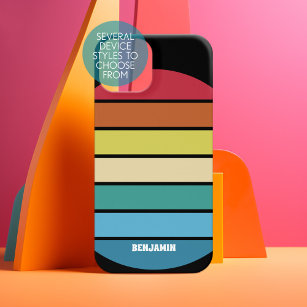Retro Stripe Patroon Regenboog  vibe zonsondergang Samsung Galaxy Hoesje